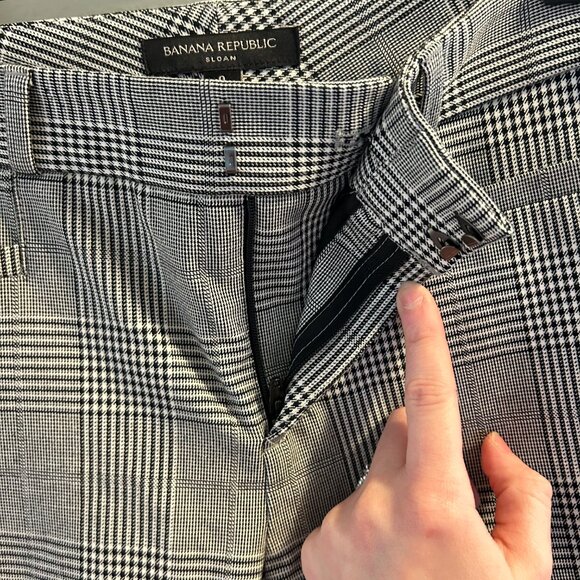 Banana Republic Sloan Plaid Pants Womens Size 0 Grey Skinny Work Slacks Pockets - Picture 6 of 9
